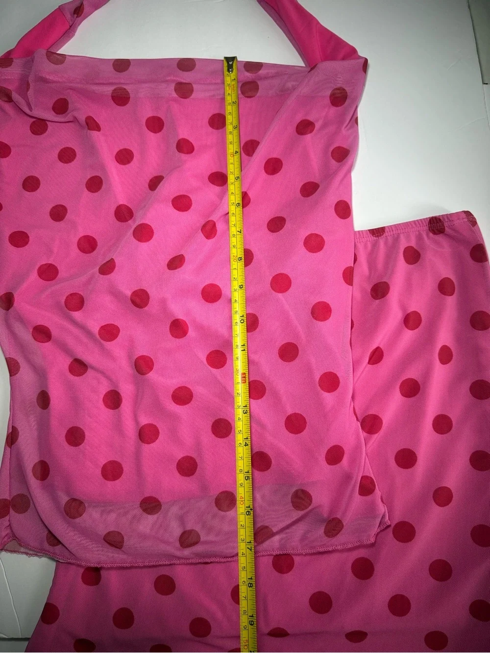 See You Monday Pink Polka Dot 2-Piece Skirt Halter Cowl Top Set - Size S - New